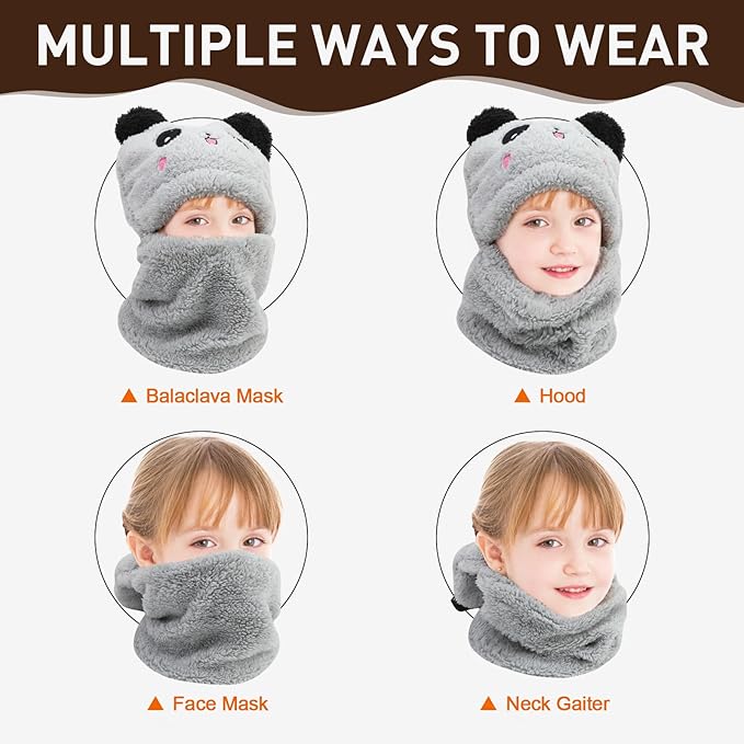 Panda Fleece Hooded Neck Warmer